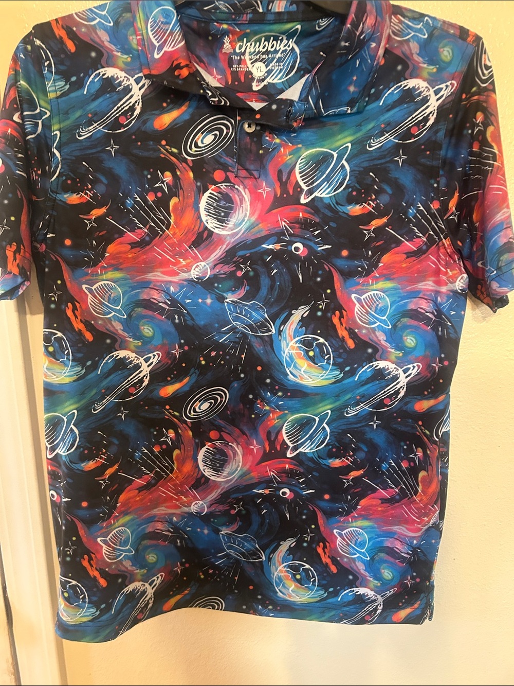 chubbies boys Space Print Polo - Blue, Pink, Orange, White
